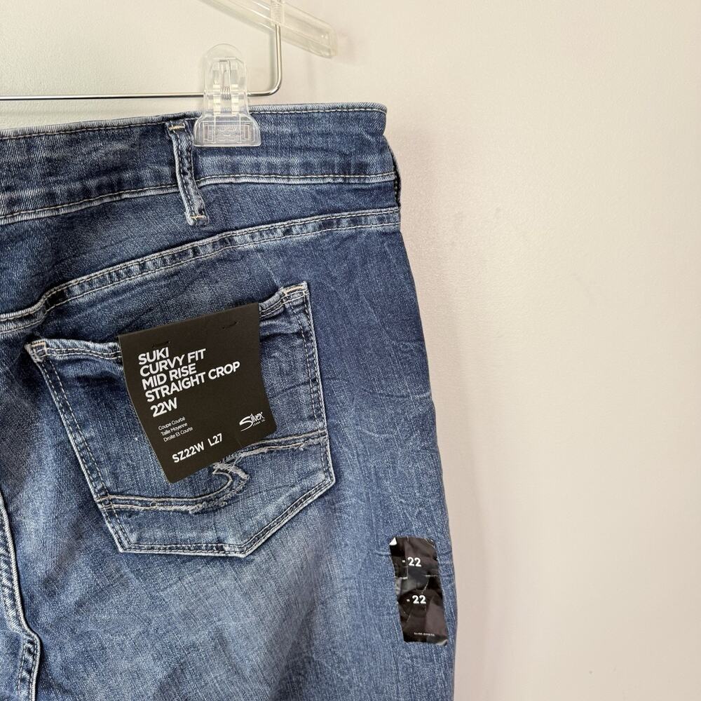 Silver Jeans Suki Curvy Mid Rise Straight Crop Jeans Womens Plus 22W L27 NEW - Picture 4 of 5